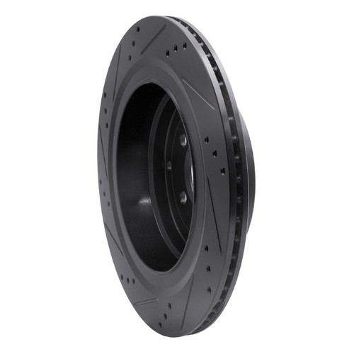 R1 06-12 Land Rover Range Rover Rear Right Drilled & Slotted Black Brake Rotor