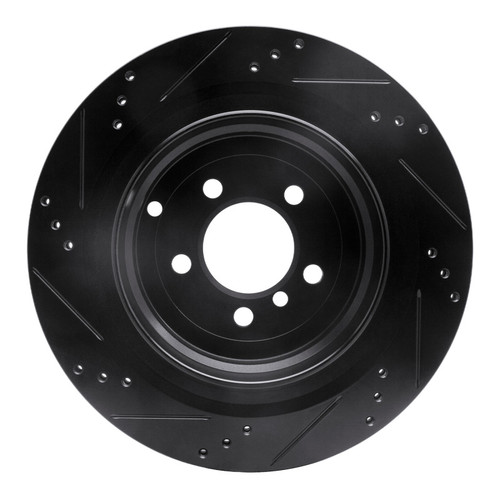 R1 06-12 Land Rover Range Rover Rear Right Drilled & Slotted Black Brake Rotor