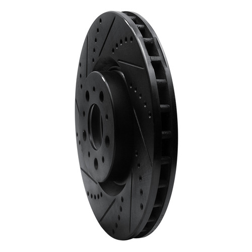 R1 04-07 Volvo S60 Front Left Drilled & Slotted Black Brake Rotor