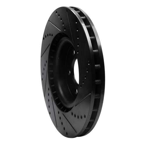 R1 04-07 Volvo S60 Front Left Drilled & Slotted Black Brake Rotor