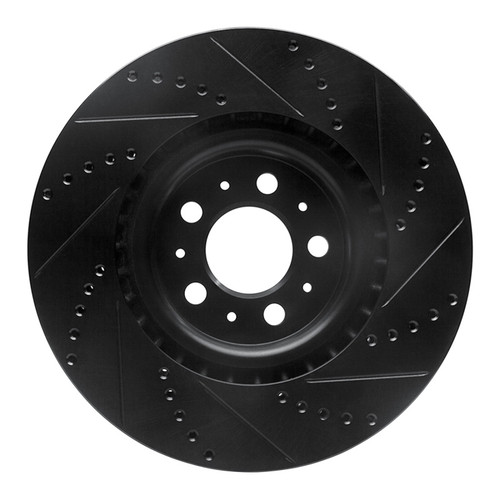 R1 04-07 Volvo S60 Front Left Drilled & Slotted Black Brake Rotor