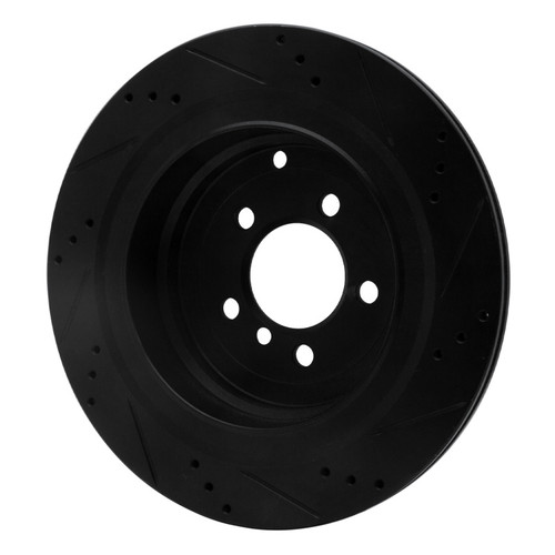 R1 06-12 Land Rover Range Rover Rear Left Drilled & Slotted Black Brake Rotor