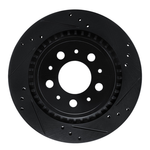 R1 00-00 Volvo V70 Rear Right Drilled & Slotted Black Brake Rotor