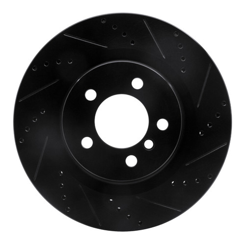 R1 06-09 Land Rover Range Rover Front Right Drilled & Slotted Black Brake Rotor