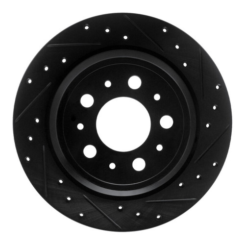 R1 99-00 Volvo V70 Rear Right Drilled & Slotted Black Brake Rotor