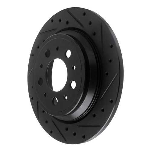 R1 99-00 Volvo V70 Rear Right Drilled & Slotted Black Brake Rotor