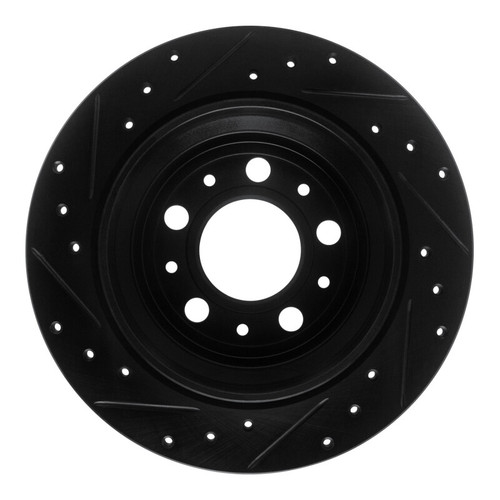 R1 99-00 Volvo V70 Rear Right Drilled & Slotted Black Brake Rotor