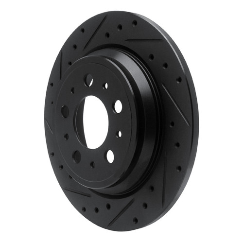 R1 99-00 Volvo V70 Rear Left Drilled & Slotted Black Brake Rotor