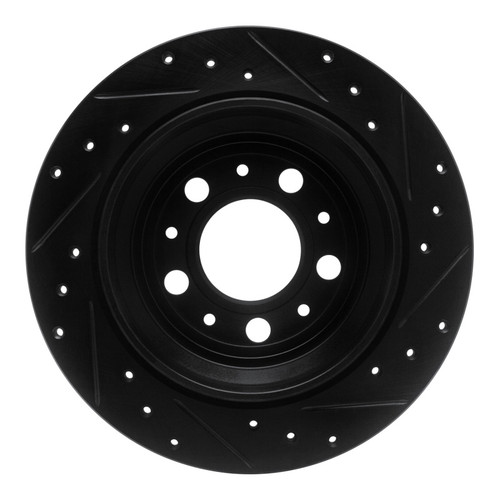 R1 99-00 Volvo V70 Rear Left Drilled & Slotted Black Brake Rotor