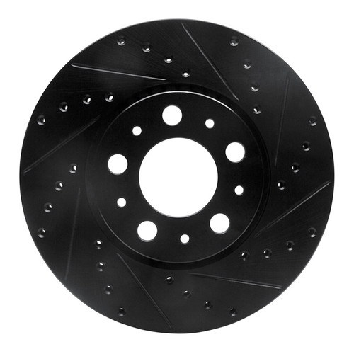 R1 99-09 Volvo S60 Front Right Drilled & Slotted Black Brake Rotor