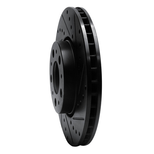 R1 99-09 Volvo S60 Front Right Drilled & Slotted Black Brake Rotor