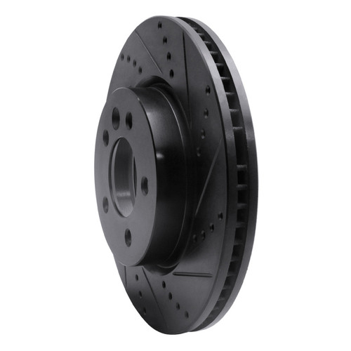 R1 05-07 Land Rover LR3 Front Right Drilled & Slotted Black Brake Rotor