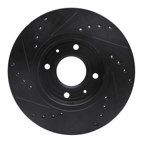 R1 00-04 Volvo V40 Front Right Drilled & Slotted Black Brake Rotor