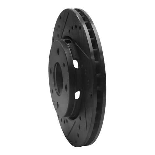 R1 00-04 Volvo S40 Front Left Drilled & Slotted Black Brake Rotor