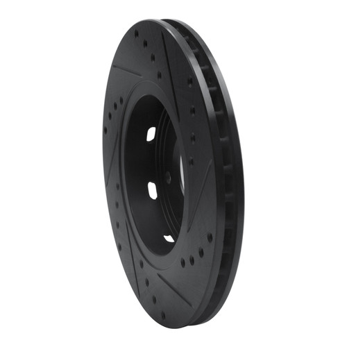 R1 00-04 Volvo S40 Front Left Drilled & Slotted Black Brake Rotor