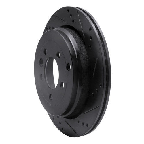 R1 05-07 Land Rover LR3 Rear Right Drilled & Slotted Black Brake Rotor