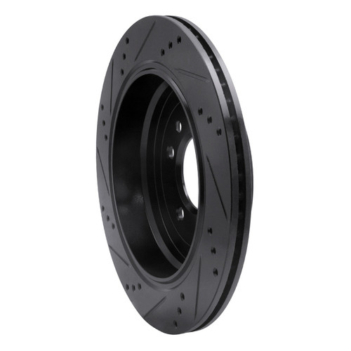 R1 05-07 Land Rover LR3 Rear Right Drilled & Slotted Black Brake Rotor