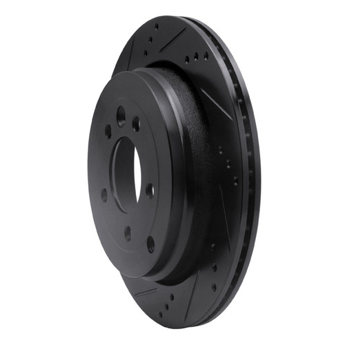 R1 05-07 Land Rover LR3 Rear Left Drilled & Slotted Black Brake Rotor