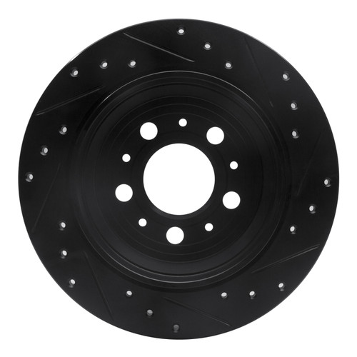 R1 99-09 Volvo V70 Rear Left Drilled & Slotted Black Brake Rotor