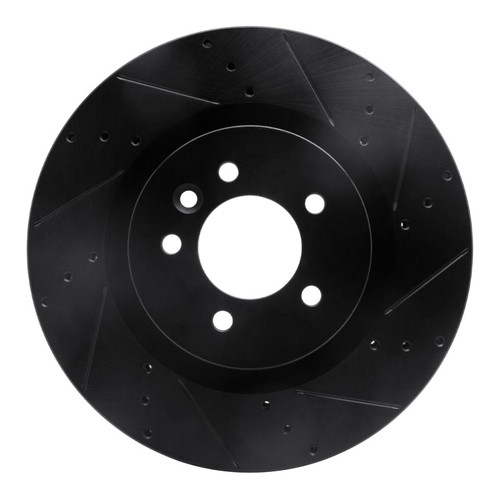 R1 06-17 Land Rover Discovery (Latin America) Front Right Drilled & Slotted Black Brake Rotor