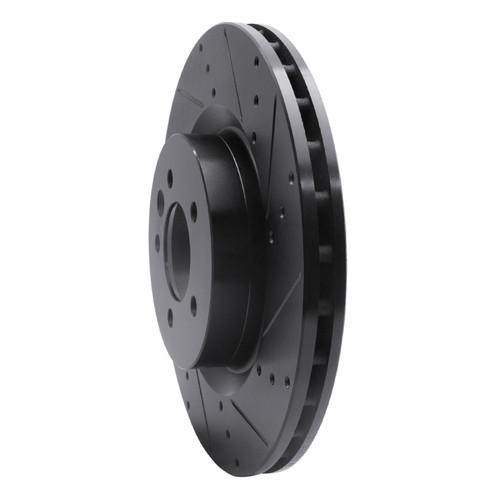 R1 06-17 Land Rover Discovery (Latin America) Front Right Drilled & Slotted Black Brake Rotor