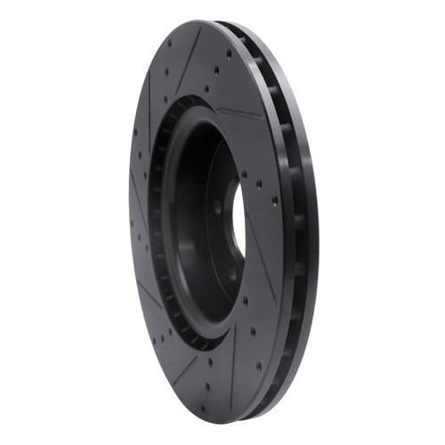 R1 06-17 Land Rover Discovery (Latin America) Front Right Drilled & Slotted Black Brake Rotor