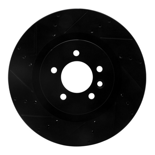 R1 06-17 Land Rover Discovery (Latin America) Front Left Drilled & Slotted Black Brake Rotor