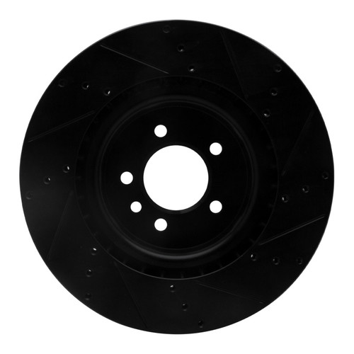 R1 06-17 Land Rover Discovery (Latin America) Front Left Drilled & Slotted Black Brake Rotor
