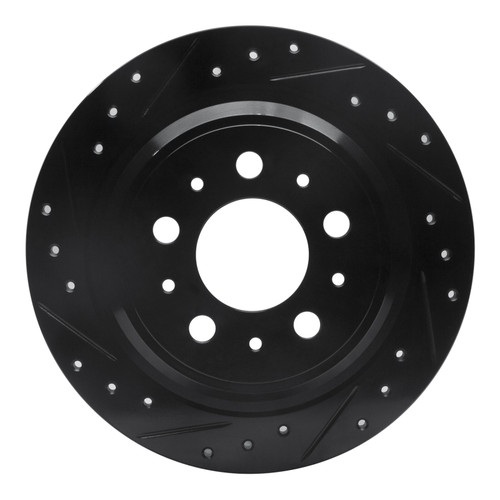 R1 98-00 Volvo S70 Rear Left Drilled & Slotted Black Brake Rotor