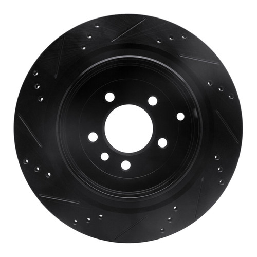 R1 05-16 Land Rover Discovery (Latin America) Rear Right Drilled & Slotted Black Brake Rotor