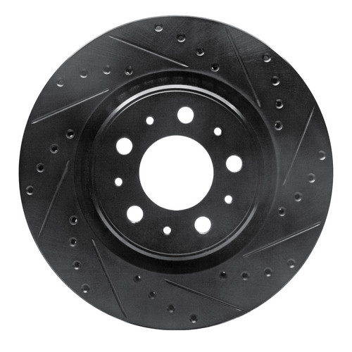 R1 98-04 Volvo V70 Front Right Drilled & Slotted Black Brake Rotor