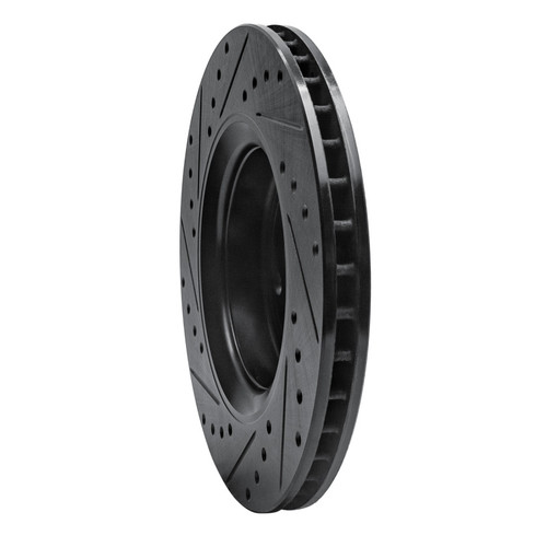 R1 98-04 Volvo V70 Front Right Drilled & Slotted Black Brake Rotor