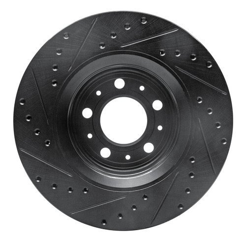 R1 98-04 Volvo V70 Front Right Drilled & Slotted Black Brake Rotor