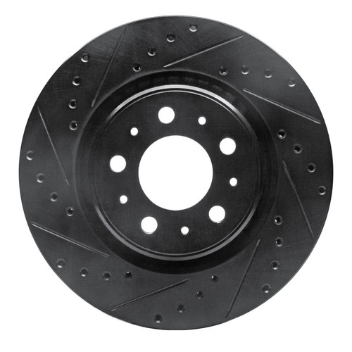 R1 98-04 Volvo V70 Front Left Drilled & Slotted Black Brake Rotor