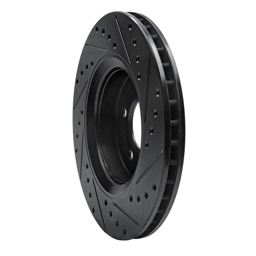 R1 98-04 Volvo V70 Front Left Drilled & Slotted Black Brake Rotor