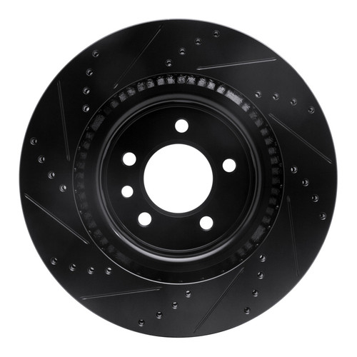 R1 05-09 Land Rover LR3 Front Right Drilled & Slotted Black Brake Rotor