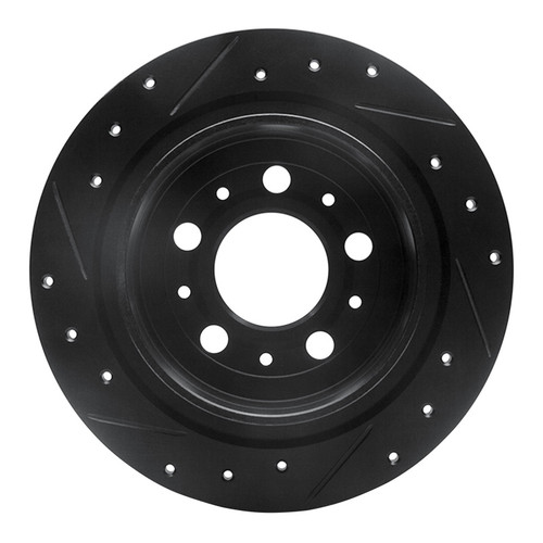 R1 97-98 Volvo V90 Rear Right Drilled & Slotted Black Brake Rotor