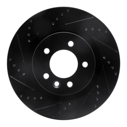 R1 05-09 Land Rover LR3 Front Left Drilled & Slotted Black Brake Rotor