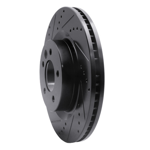 R1 05-09 Land Rover LR3 Front Left Drilled & Slotted Black Brake Rotor