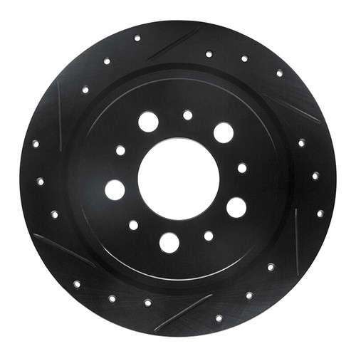 R1 97-98 Volvo V90 Rear Left Drilled & Slotted Black Brake Rotor
