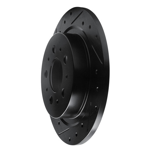 R1 97-98 Volvo V90 Rear Left Drilled & Slotted Black Brake Rotor