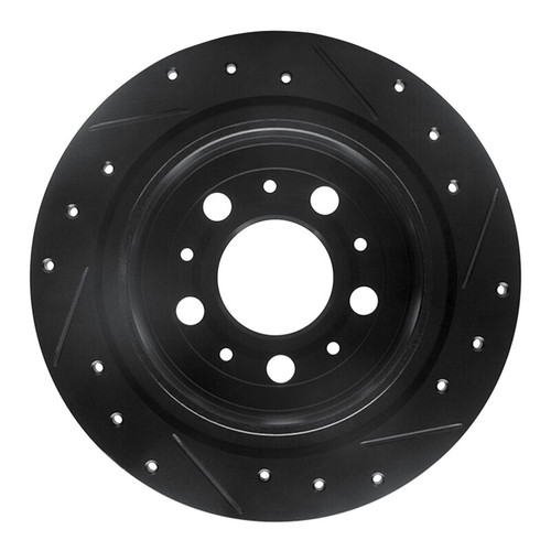 R1 97-98 Volvo V90 Rear Left Drilled & Slotted Black Brake Rotor