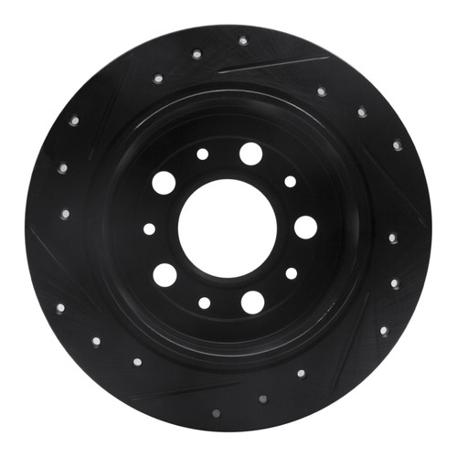 R1 95-97 Volvo 960 Rear Right Drilled & Slotted Black Brake Rotor