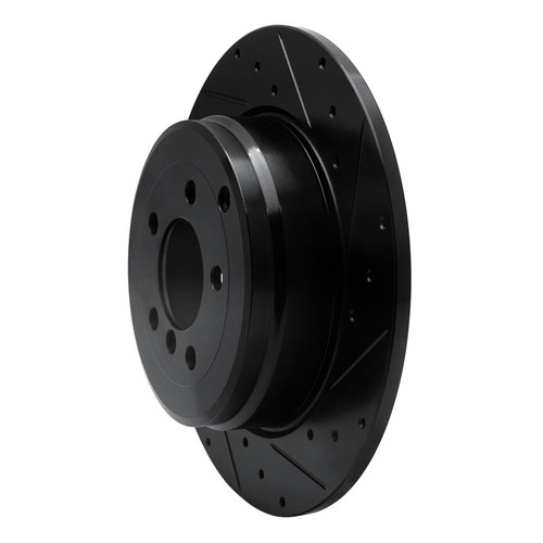 R1 03-05 Land Rover Range Rover Rear Right Drilled & Slotted Black Brake Rotor