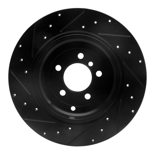 R1 03-05 Land Rover Range Rover Rear Right Drilled & Slotted Black Brake Rotor