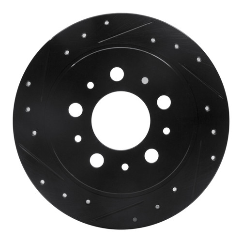 R1 95-97 Volvo 960 Rear Left Drilled & Slotted Black Brake Rotor
