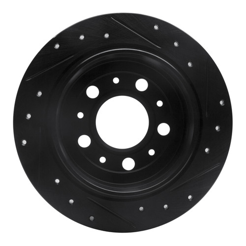 R1 95-97 Volvo 960 Rear Left Drilled & Slotted Black Brake Rotor