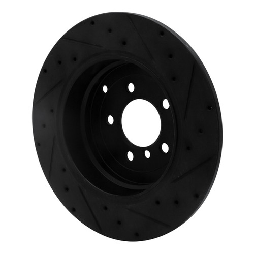 R1 03-05 Land Rover Range Rover Rear Left Drilled & Slotted Black Brake Rotor