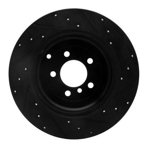 R1 03-05 Land Rover Range Rover Rear Left Drilled & Slotted Black Brake Rotor