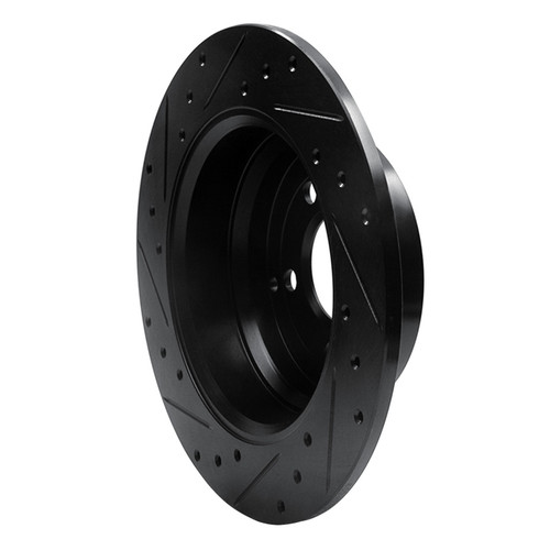 R1 96-04 Volvo C70 Rear Right Drilled & Slotted Black Brake Rotor